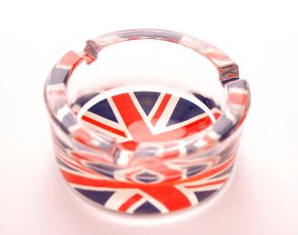 Union jack glass ashtray