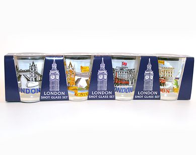 Pack 4 London shot glasses